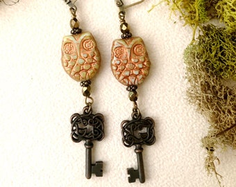 Spooky Owl Earrings Autumn Dark Academia