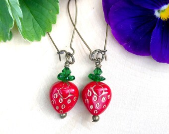 Strawberry Cottagecore Earrings by MinouBazaar