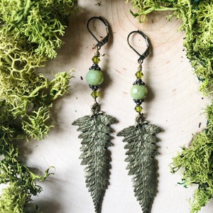 Fern Earrings Green Faerie Forest by MinouBazaar