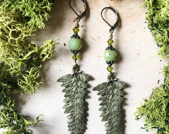Fern Earrings Green Faerie Forest by MinouBazaar