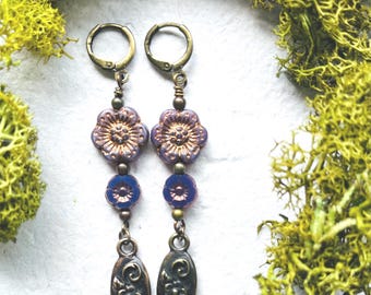 Autumn Purple Dusk Flowering Hand Earrings