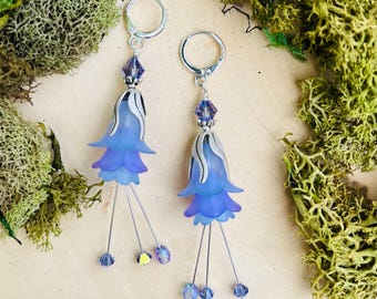 Lavender and Blue Fairy Flower Earrings