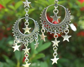 Silver Moon and Star Earrings by MinouBazaar