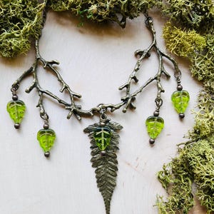 Fern Necklace Green Faerie Forest by MinouBazaar