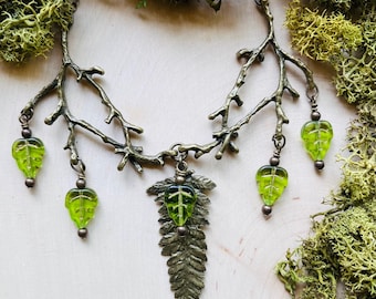 Fern Necklace Green Faerie Forest by MinouBazaar