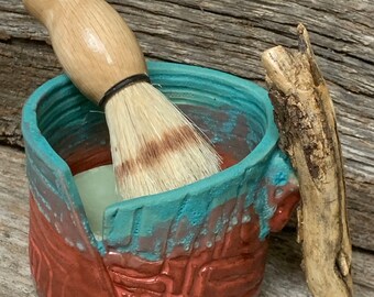 Shaving Mug Set - Mug, Brush, Olive Oil Soap with cocoa butter