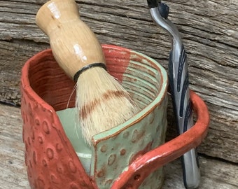 Shaving Mug Set - Mug, Brush, Olive Oil Soap with cocoa butter