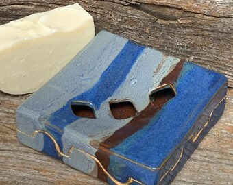 2-Piece Stoneware Square Soap Dish, unique pottery art