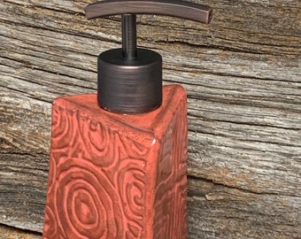 Soap or Lotion Dispenser Pump, unique stoneware art -  8oz