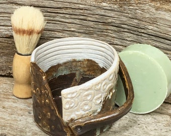 Shaving Mug Set - Mug, Brush, Olive Oil Soap with cocoa butter