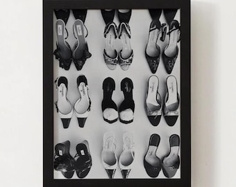 Póster con tacones de diseñador elegantes / Arte mural en blanco y negro / Decoración estilo Estocolmo