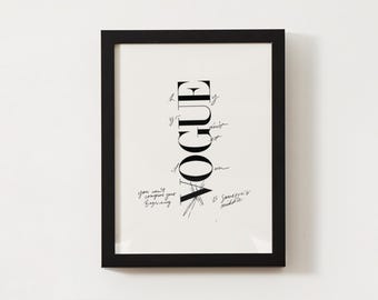 Impresión de póster de revista / Arte mural en blanco y negro / Decoración estilo Estocolmo
