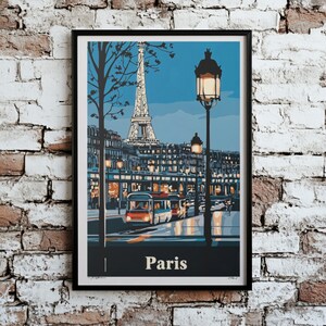 Vintage Paris Travel Poster Paris Cityscape Art Wall Art Paris Classic French Art Retro Style Poster Minimalist Art