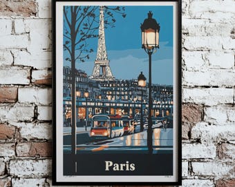Vintage Paris Travel Poster Paris Cityscape Art Wall Art Paris Classic French Art Retro Style Poster Minimalist Art