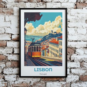Lisbon travel Print Classic Minimalist Design Vintage Style and Colors Wall art for home or office decor