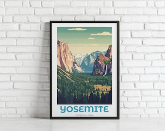 Plakat z Parku Narodowego Yosemite, vintage, wydruk artystyczny, natura, dekoracja ścienna, krajobraz, płótno, do biura domowego, prezent dla miłośnika przygód