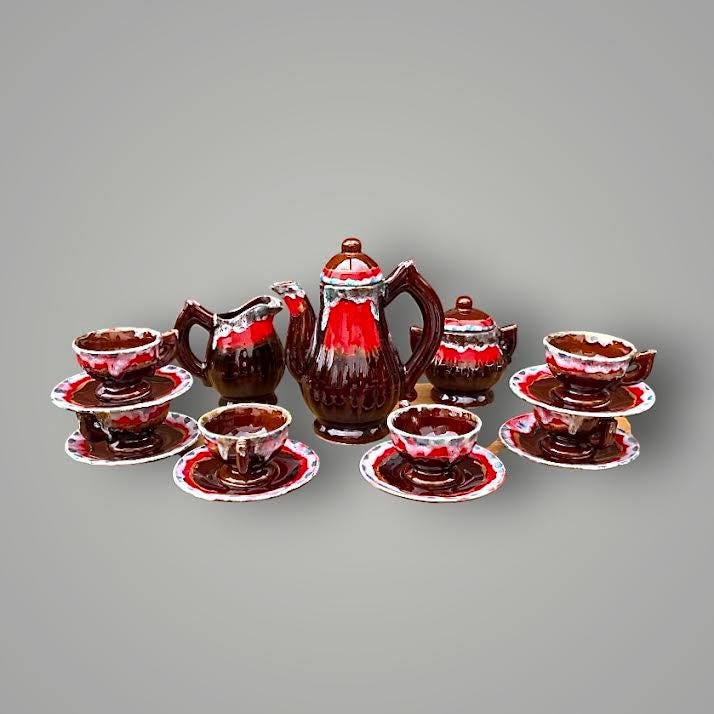 Glazed ceramic coffee or tea set – Vallauris – 1960s