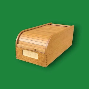 Antique varnished wooden filing box – Index card box with flap – 1950s