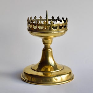 Antique Large Brass Candlestick Holder - Church Candlestick Holder - Brass Candle Holder - Vintage Candlestick Holder - Good Condition - 1960.