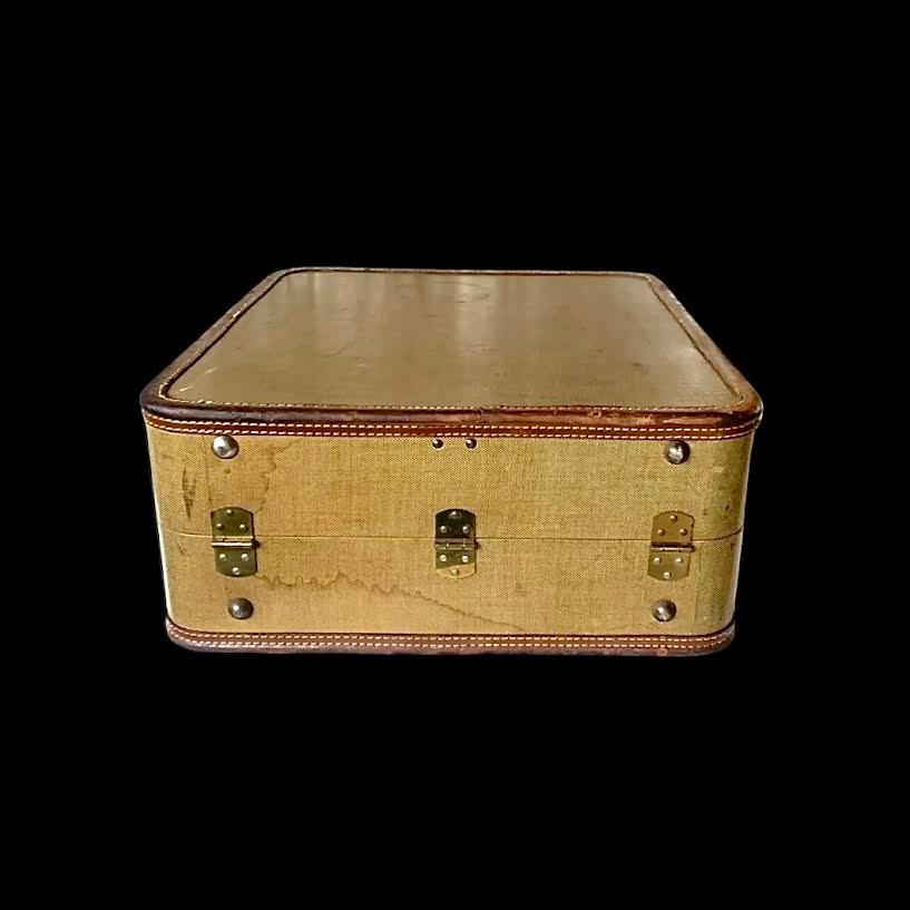 Valise Voyage Vintage En Cuir British Made 1920 - 60x34x16 Cm - Unisexe