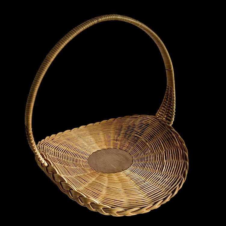Panier En Osier Vintage XXL - Avec Couvercle - Unique - Pour Rangement, Décoration - Occasion