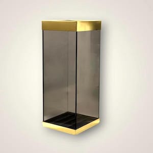 Antique umbrella stand in smoked glass and gold metal - 1970s