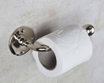 Portarrollos de papel higiénico de latón macizo y níquel pulido