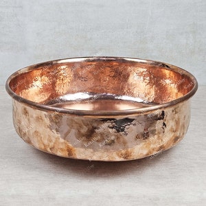 Solid Copper Bathroom Vessel Sink, Hammered Copper Vessel Sink, Round Copper Bathroom Sink, Hammered Copper Interior Washing Basin