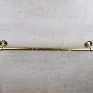 Unlacquered Brass Towel Bar, Handmade Brass Kitchen Towel Rail, Solid Brass Towel Rack