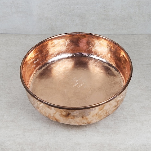 Hammered Copper Foot Bath Bowl, Unlacquered Pedicure Basin
