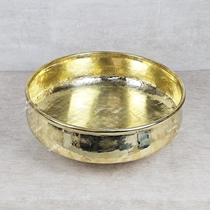 Brass Foot Bath Bowl, Hammered Brass Spa Pedicure Bath Bowl, Unlacquered Round Brass Pedicure Bowl
