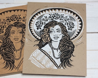 Maria La Rosa - Kraft Block print