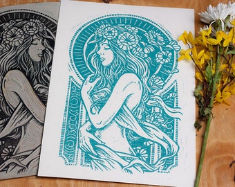 Dame De Fleurs - Blue Block Print