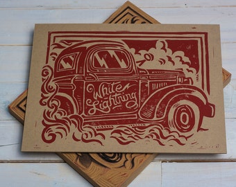 White Lightning - Block Print