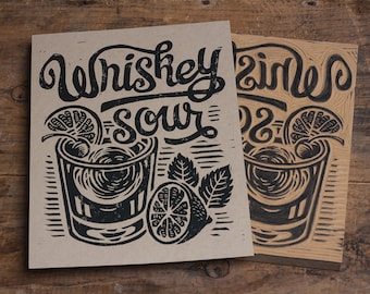 Whiskey Sour -  Block Print