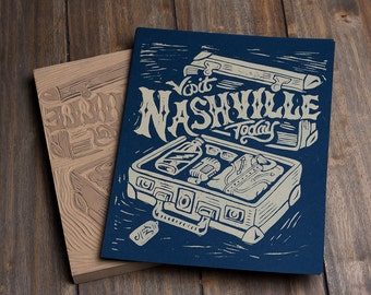 Visit Nashville Today - Block Print