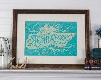 Tennessee State Blue - 12.5 x 19 Block Print