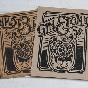 Gin & Tonic -  Block Print