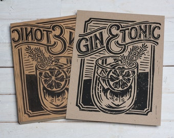 Gin & Tonic -  Block Print