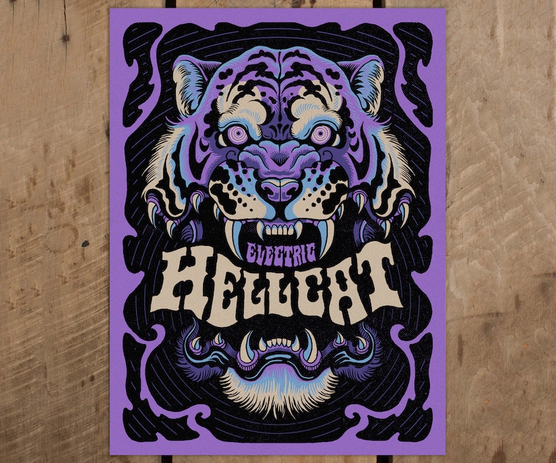 Electric Hellcat Limited Edition Screen Print Etsy
