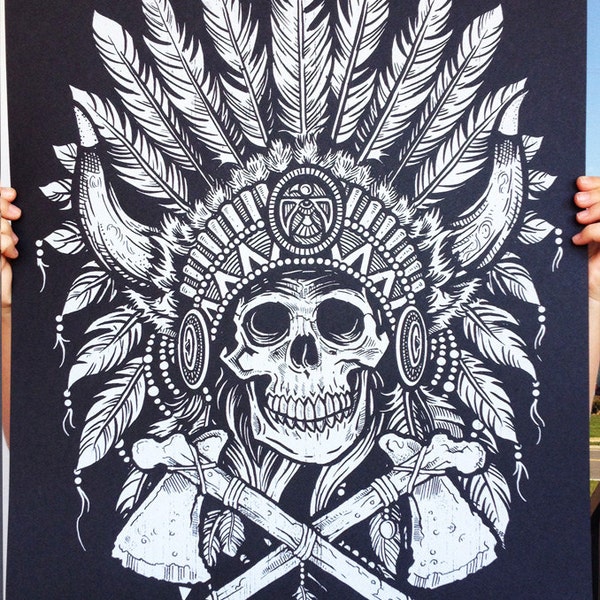 Tribal Headdress - Screen printed Poster