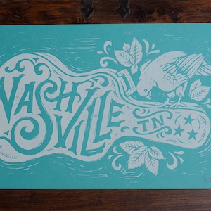 Nashville Song Bird - Blue Block Print