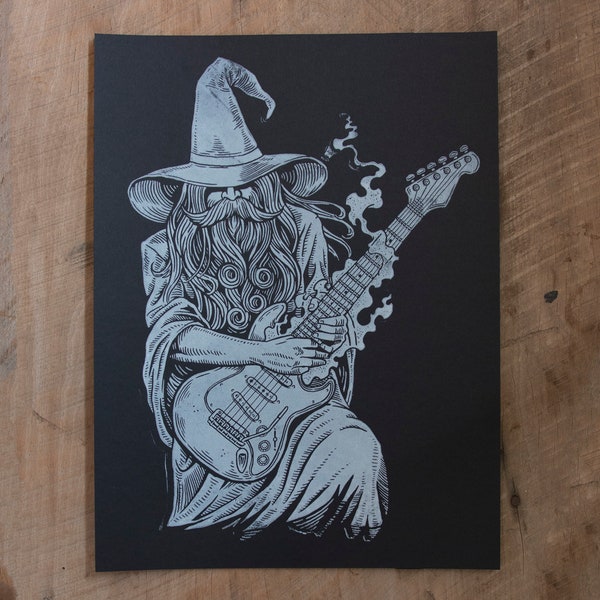 Electric Wizard -12 x 16 Block Print