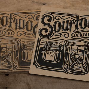 Sourtoe Cocktail-  Block Print