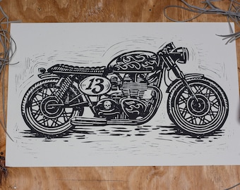 Unlucky No. 13 Cafe Racer - Block Print