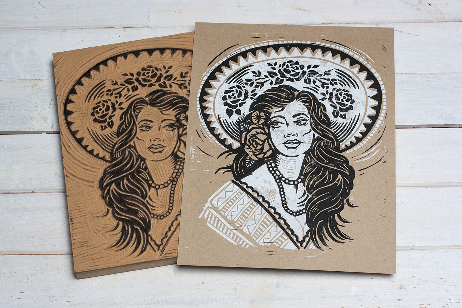 Maria La Rosa - Kraft Block Print - Etsy