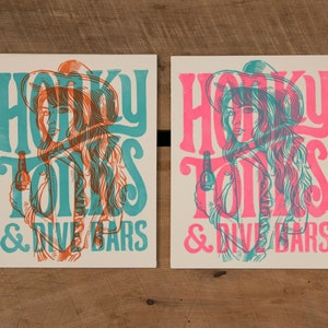 Honky Tonks and Dive Bars - Block Print