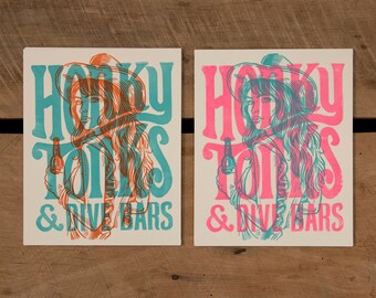 Honky Tonks and Dive Bars - Block Print