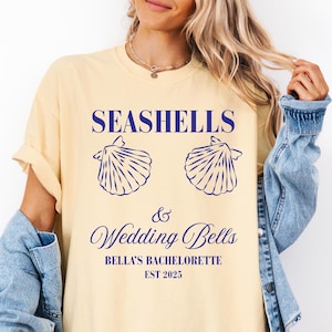Seashells and Wedding Bells Shirts Bachelorette Shirts Beach Bachelorette Shirts Coastal bachelorette Bach Club Tee Comfort Colors Shirts
