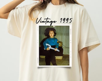 Custom Vintage Photo And Year, Custom Shirt With Picture Personalized 30th Birthday Gift Vintage 30th Birthday Party Vintage Est 1995 Shirt